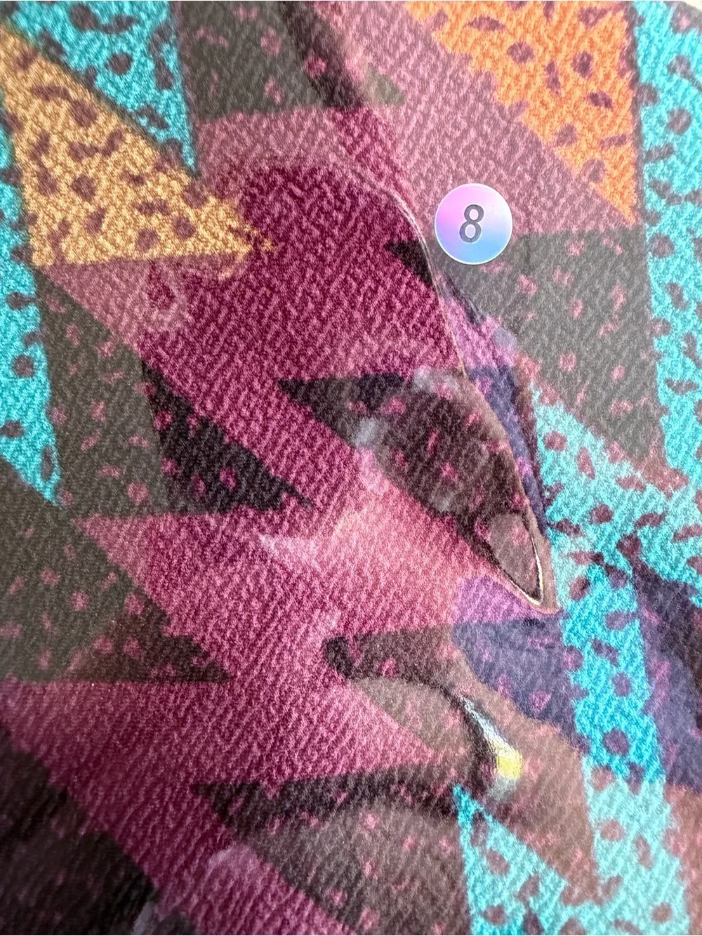 LuLaRoe Purple Geometric Pencil Skirt with Teal & Orange Accents